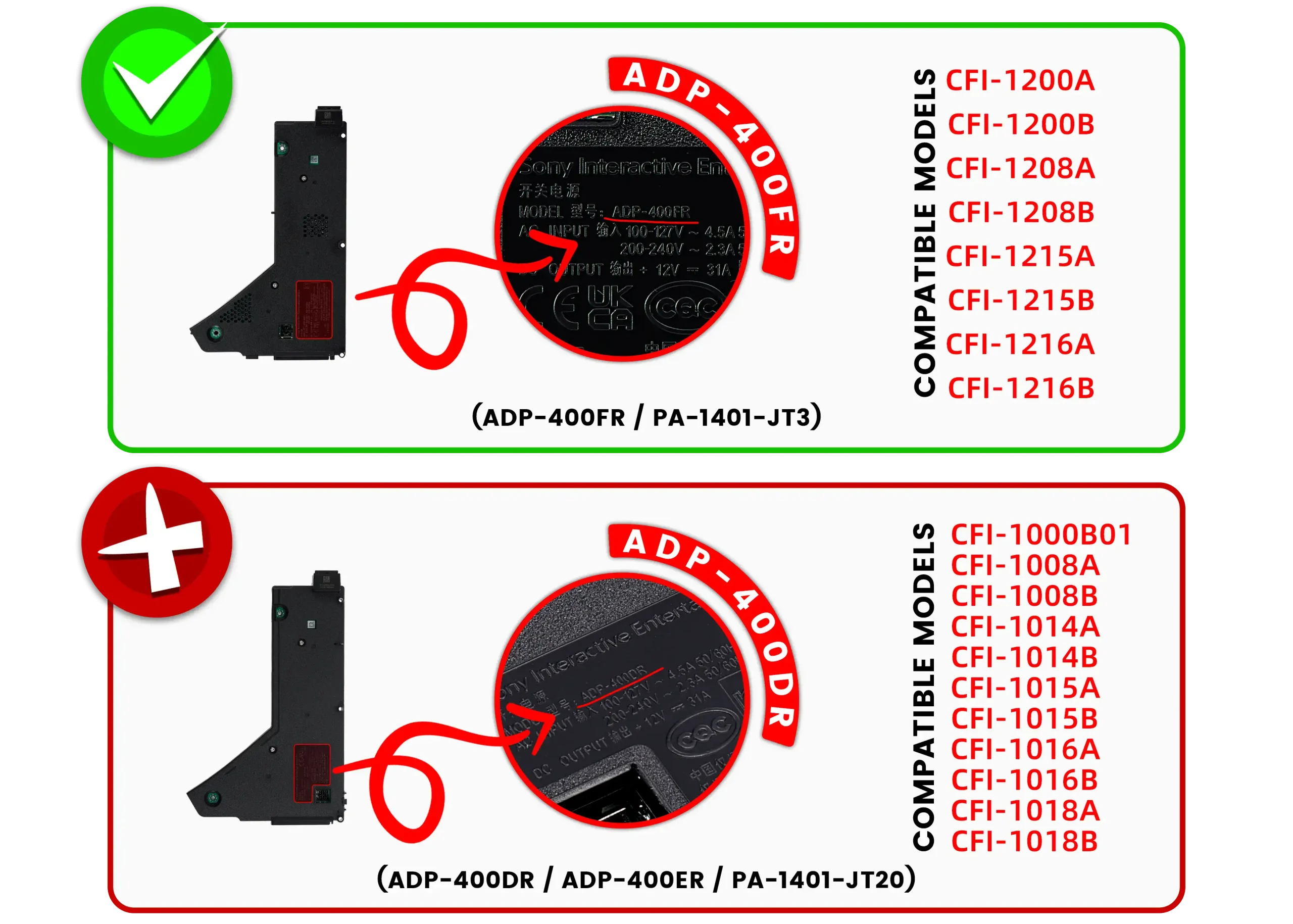 Bloc d’Alimentation Interne PS5 – Modèle ADP-400FR / PA-1401-JT3 – Pour Séries CFI-12XX – Image 2