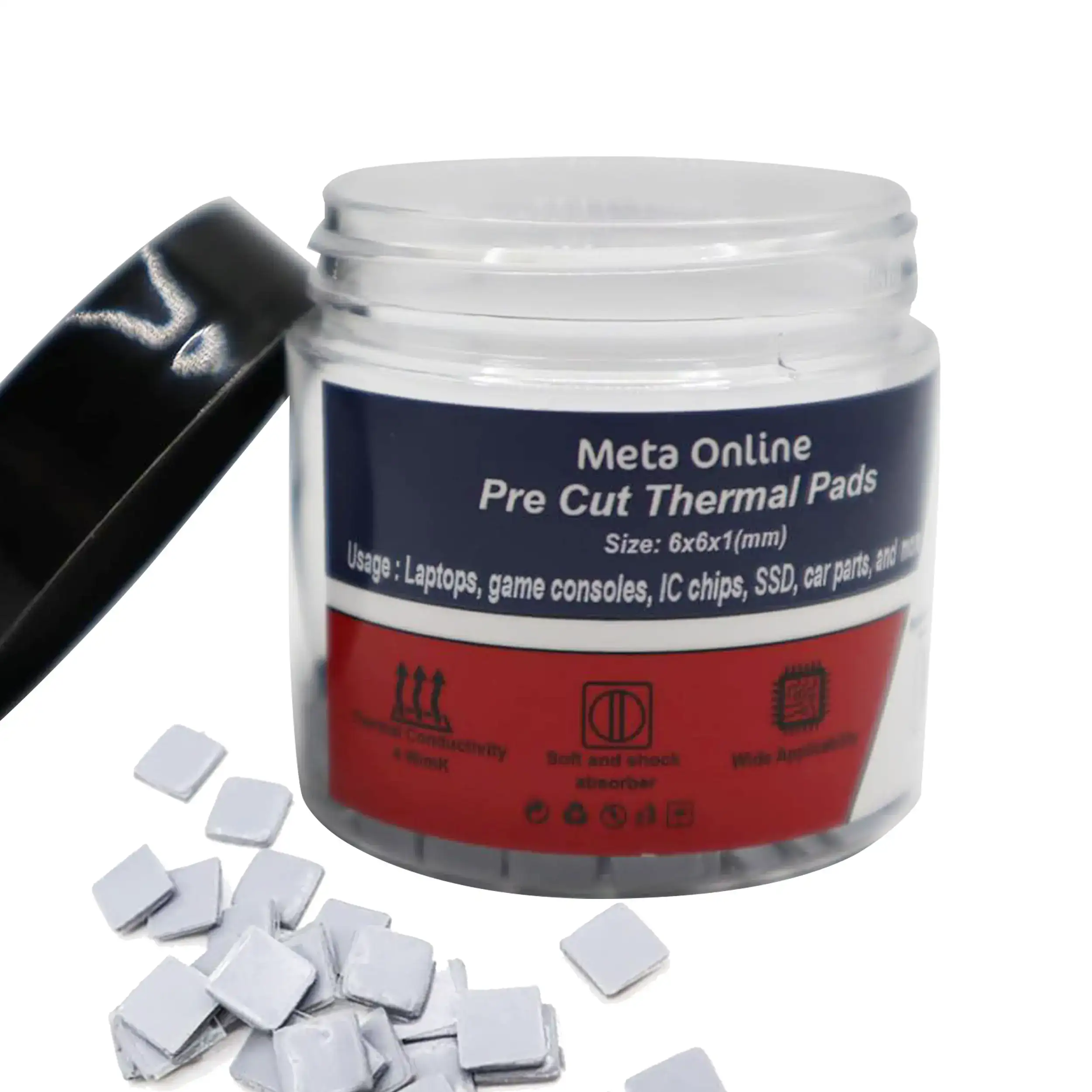 Plaques Thermiques Prédécoupées (6 x 6 x 1 mm) - Lot de 100 - Pour Mosfets et Bobines | Meta Online
